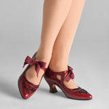 Laurel Beaded Edwardian Shoes Wide (Burgundy/Black)