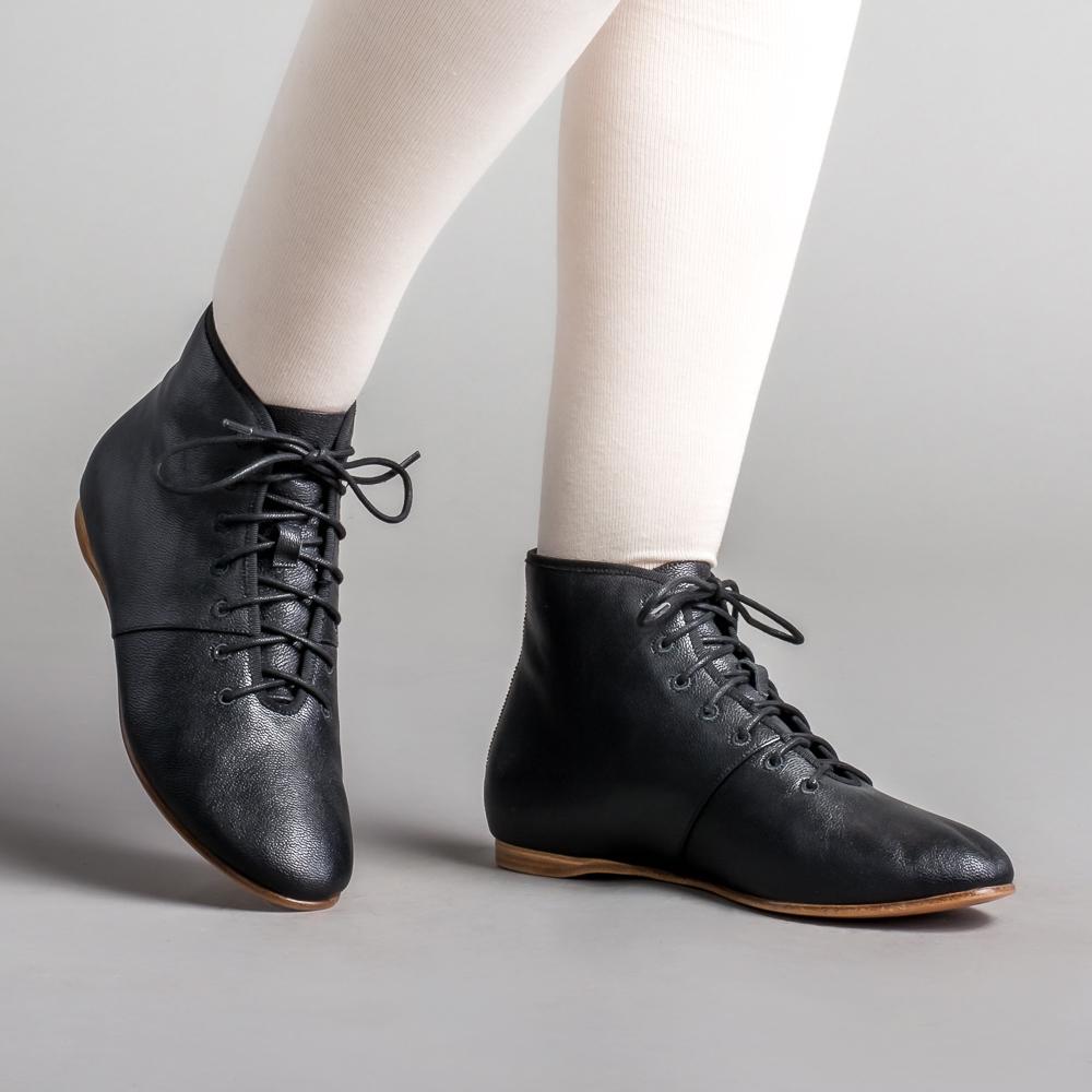Gray flat lace-up ankle boots