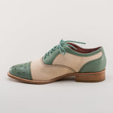 Gladys Vintage Cap Toe Oxfords (Sage/Buff)