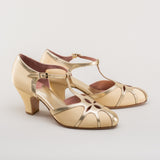 Lilith Vintage Flapper T-Straps (Gold/Gold)