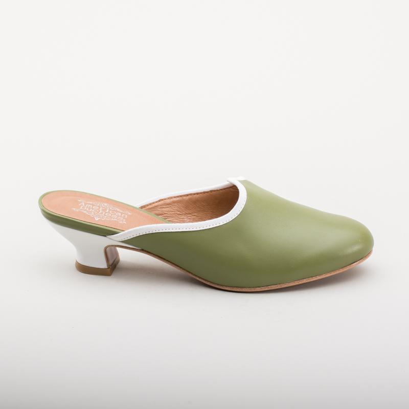 Sophie 18th Century Leather Mules (Green)(1760-1790)